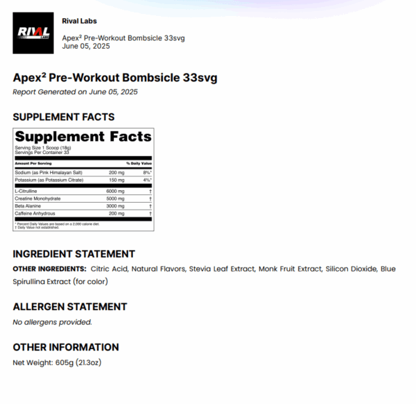 Apex² Pre-Workout / Bombsicle - Image 2
